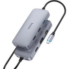 HUB   HOCO Premium HB33 Type-C (USB3.0+USB2.0x2+UCB-C+RJ45+VGA+HDTV+SD+Aux3.5+PD100W)