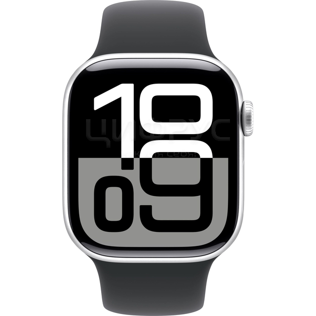 Apple Watch Series 10 42mm Aluminum Silver Sport Band Black M L