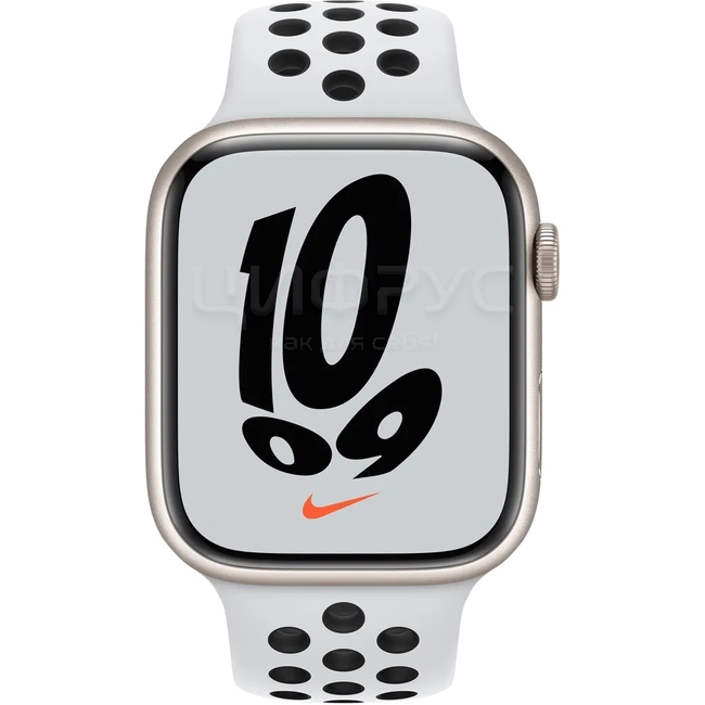 Apple Watch Series 7 45mm Aluminum Case with Sport Band Nike Starlight White Apple Watch Series 7 45mm Aluminum Case with Sport Band Nike Starlight White