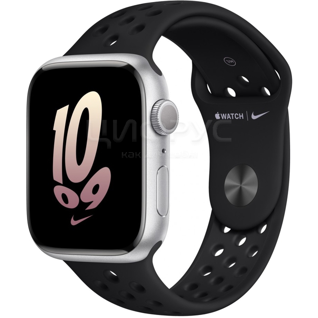 Apple Watch Series 8 45mm Aluminum Case with Nike Sport Band Silver Black