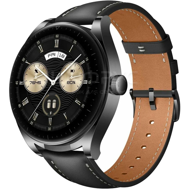 Huawei watch black leather outlet
