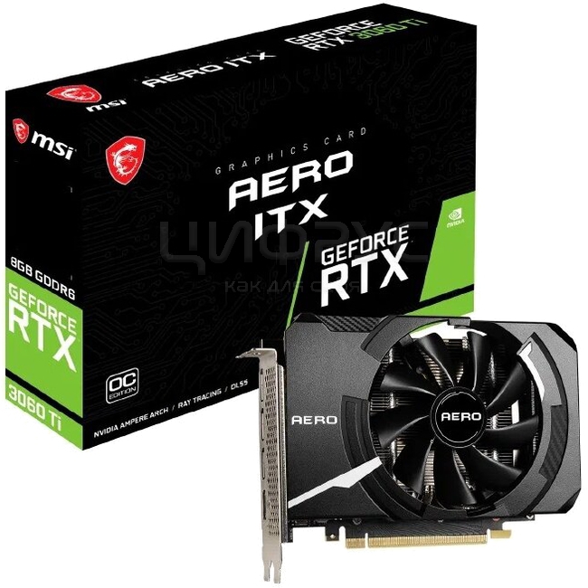 Купить MSI GeForce RTX 3060 Ti AERO ITX 8G OC LHR, Retail (RTX 3060 TI ...