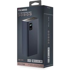 Внешний аккумулятор Power Bank Olmio 30000 mAh /22.5W/QR-30/QC3.0/LSD/PD темно-синий