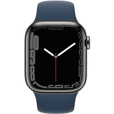 Apple Watch Series 7 45mm Stainless Steel Case with Sport Band Black/Blue
