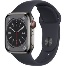 Apple Watch Series 8 45mm Stainless Steel Case with Sport Band Black/Midnight