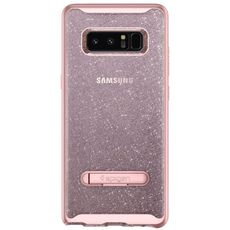 Задняя накладка для Samsung Note 8 прозрачная c розовым/стразы Spigen