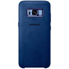 Задняя накладка для Samsung S8 синяя кожаная
