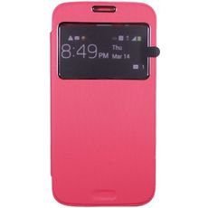 Чехол для Samsung Mega 5.8 книжка с окном розовая кожа