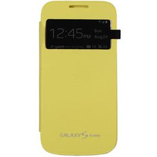 Чехол для Samsung S4 Mini книжка с окном желтая кожа