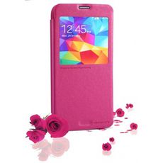 Чехол для Samsung S5 книжка с окном розовая кожа