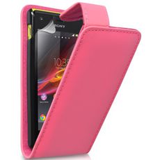 Чехол для Sony Xperia M откидной розовая кожа