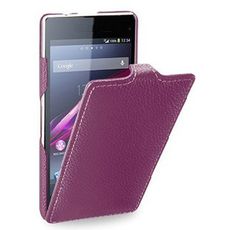 Чехол для Sony Xperia Z1 откидной фиолетовая кожа