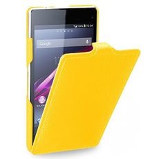 Чехол для Sony Xperia Z3 откидной желтая кожа