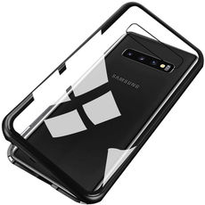 Чехол-книга для Samsung Galaxy S10+ черный МАГНИТНЫЙ СО СТЕКЛОМ