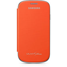 Чехол книжка для Samsung I8190 Clear View Flip Cover оранжевая кожа