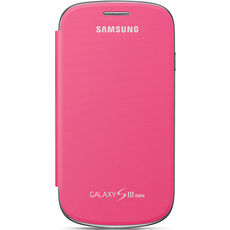 Чехол книжка для Samsung I8190 Clear View Flip Cover розовая кожа