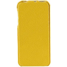 Чехол откидной для Apple iPhone 5 желтая кожа