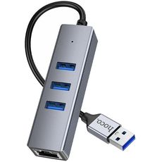 HUB для ноутбука HOCO Premium HB34 USB-A USB3.0x3 +RJ45