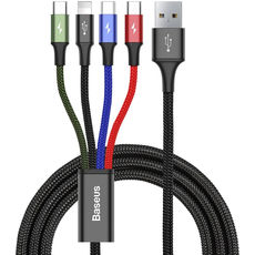 USB кабель 4в1 Apple+Type-C+2МicroUSB цветные Baseus