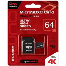   MicroSD 64gb Qumo UHS-1 3.0 10 +  SD
