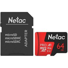 MicroSD 64gb Netac SDXC Class 10 UHS-I ( NT02P500 Pro-64G-R ) + SD adapter