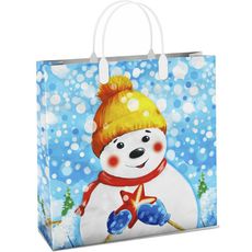 Подарочный пакет 30х30 С НОВЫМ ГОДОМ! Снеговик. 