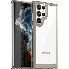 Задняя накладка для Samsung Galaxy S22 Ultra прозрачная с серым Противоударная