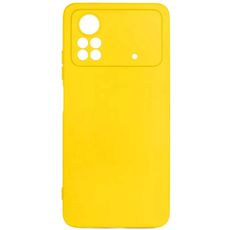 Задняя накладка для Xiaomi Poco X4 Pro желтая силикон с защитой камеры