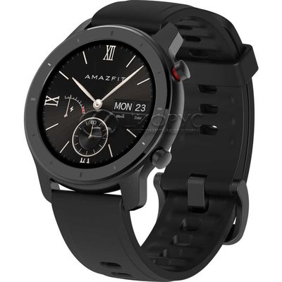 Amazfit GTR 42mm aluminium case, silicone strap Black () - 