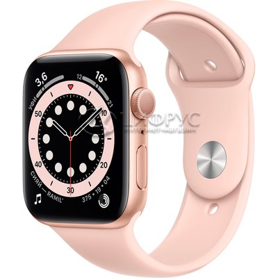 Apple Watch Series 6 GPS 44mm Aluminum Case with Sport Band Gold/Pink Sand () - 