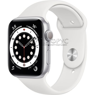 Apple Watch Series 6 GPS 44mm Aluminum Case with Sport Band Silver/White () - 