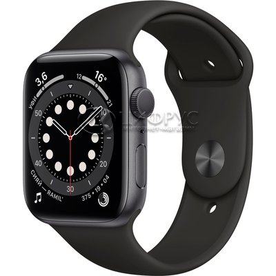 Apple Watch Series 6 GPS 44mm Aluminum Case with Sport Band Space Grey/Black (РСТ) - Цифрус