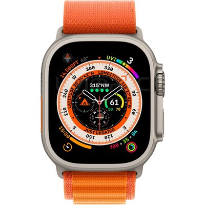 Apple Watch Ultra 49 mm Titanium Case, Alpine Loop Orange (Medium, 145-190 mm) Orange - 