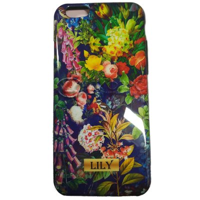 Задняя накладка для Iphone 6 / 6s малиновая цветы и бабочки силикон - Цифрус