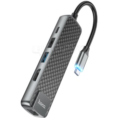 HUB   HOCO Premium HB23 Type-C (HDMI+USB3.0+USB2.0+RJ45+PD)  - 