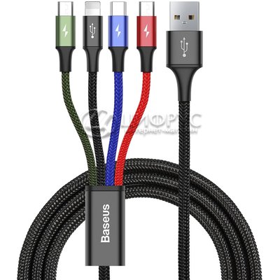 USB кабель 4в1 Apple+Type-C+2МicroUSB цветные Baseus - Цифрус