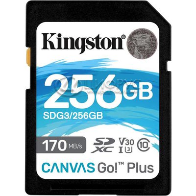 Карта памяти MicroSD 4K 256gb Kingston Canvas Go Plus SDXC UHS-I U3 V30 (170/90 Mb/s) - Цифрус