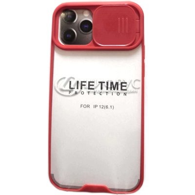 Задняя накладка для iPhone 12/12Pro красная со шторкой защищающей камеру - Цифрус