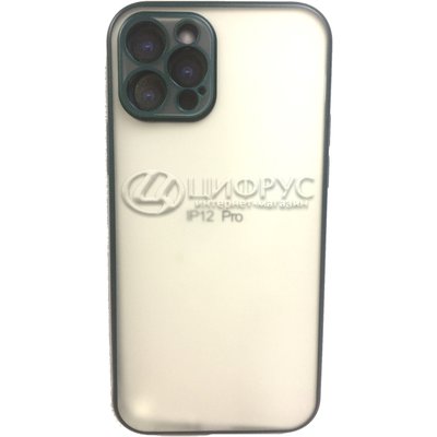 Задняя накладка для iPhone 12/12Pro зеленый ободок силикон с защитой для камеры - Цифрус