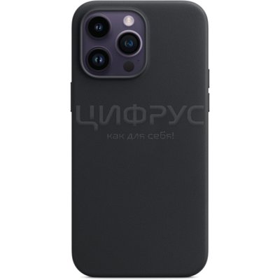 Задняя накладка для iPhone 14 Pro MagSafe черная кожа - Цифрус
