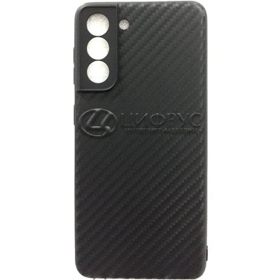 Задняя накладка для Samsung Galaxy S21 черная Карбон силикон - Цифрус
