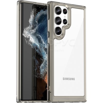 Задняя накладка для Samsung Galaxy S22 Ultra прозрачная с серым Противоударная - Цифрус