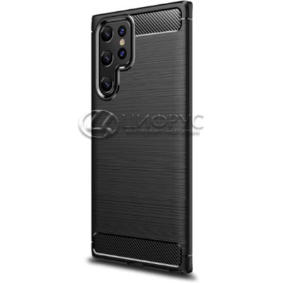 Задняя накладка для Samsung Galaxy S22 Ultra черная силикон карбон - Цифрус