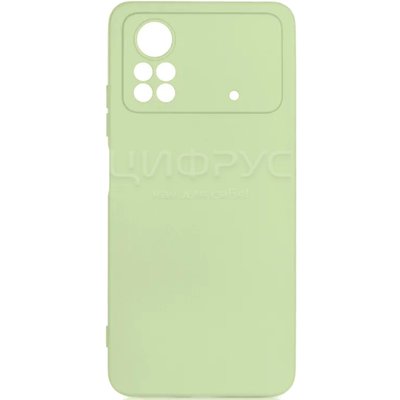 Задняя накладка для Xiaomi Poco X4 Pro светло-зеленая силикон с защитой камеры - Цифрус