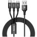 USB кабель 3в1 8 pin Type-C Микро USB 3.0 A черный - Цифрус