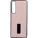 Задняя накладка для Sony Xperia 10 IV розовая кожа с подставкой - Цифрус