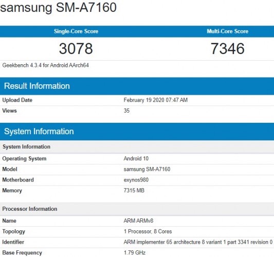 Samsung Galaxy A71 5G   Geekbench.